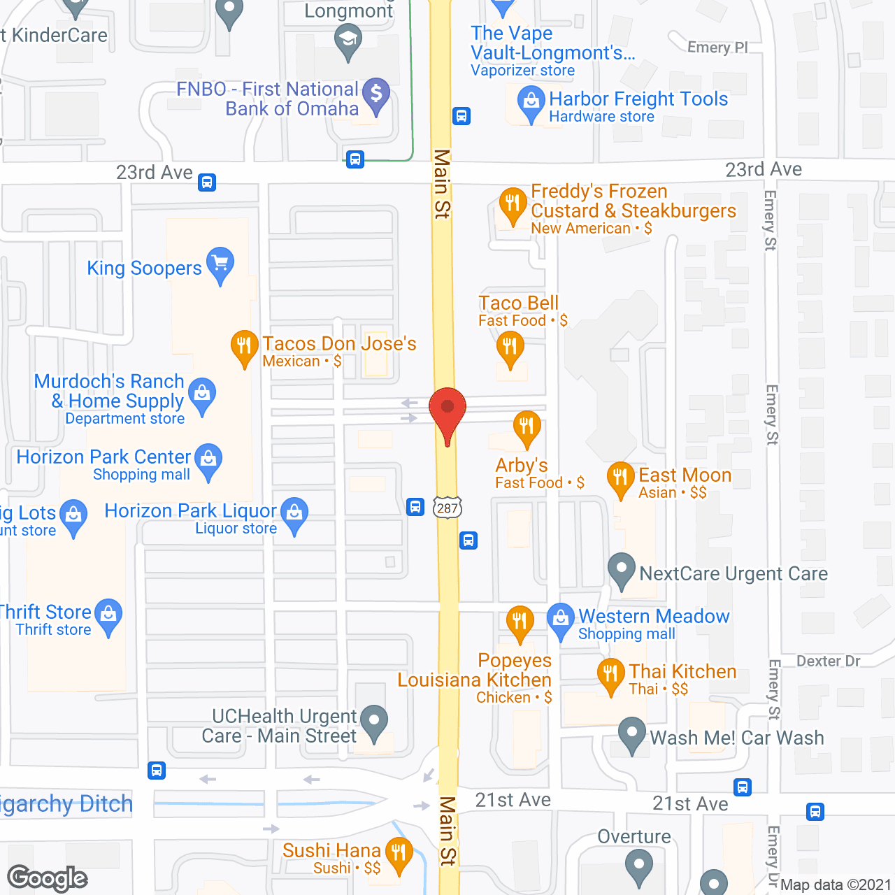 Map of the neighborhood around Holiday Longmont Regent