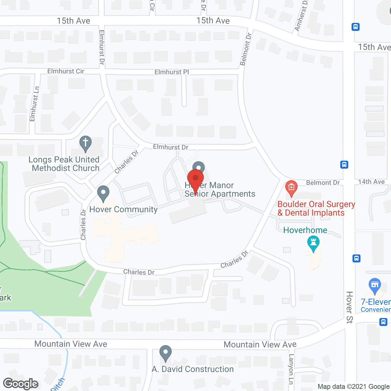 Map of the neighborhood around Hover Senior Living Community
