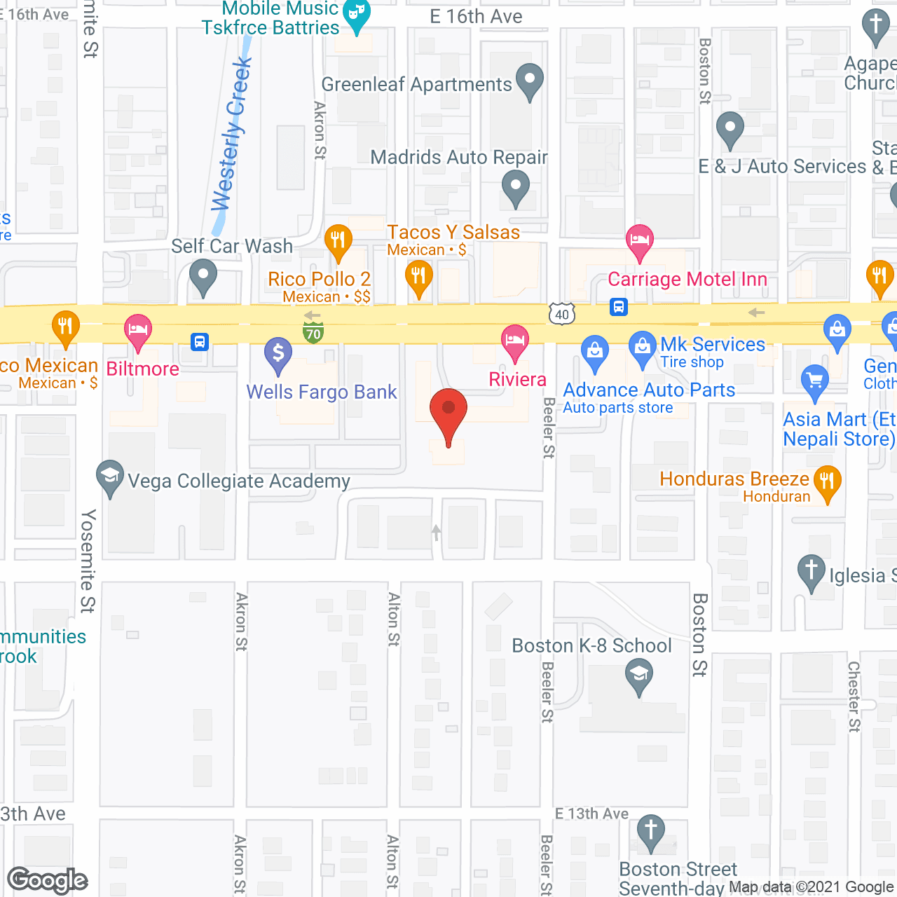 Map of the neighborhood around Beeler Street House