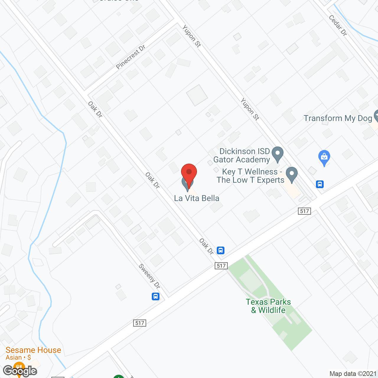 Map of the neighborhood around La Vita Bella