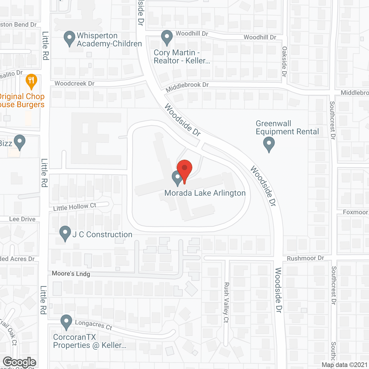 Map of the neighborhood around Morada Lake Arlington