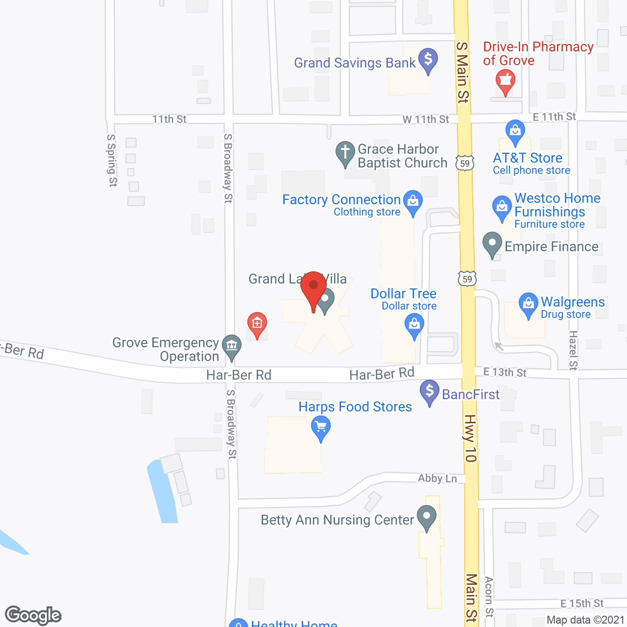 Map of the neighborhood around Grand Lake Villa