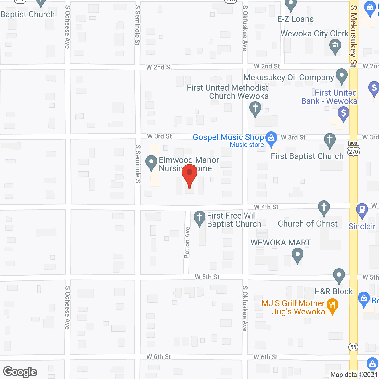 Map of the neighborhood around Wewoka Housing Authorities