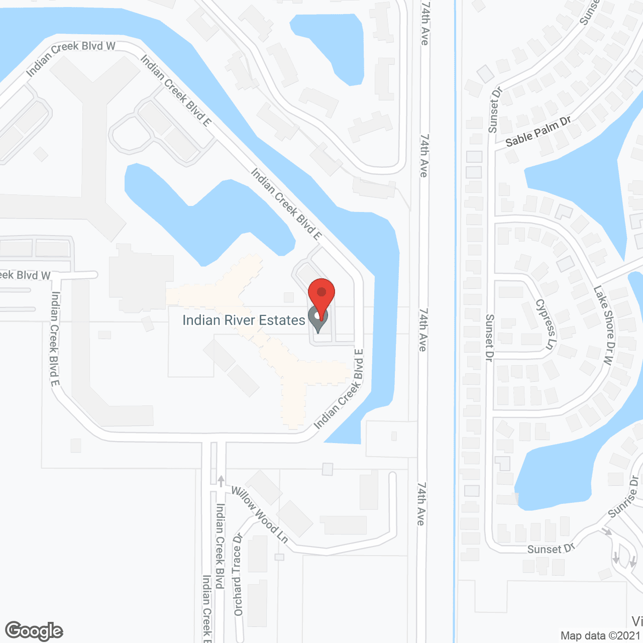 Map of the neighborhood around Indian River Estates East