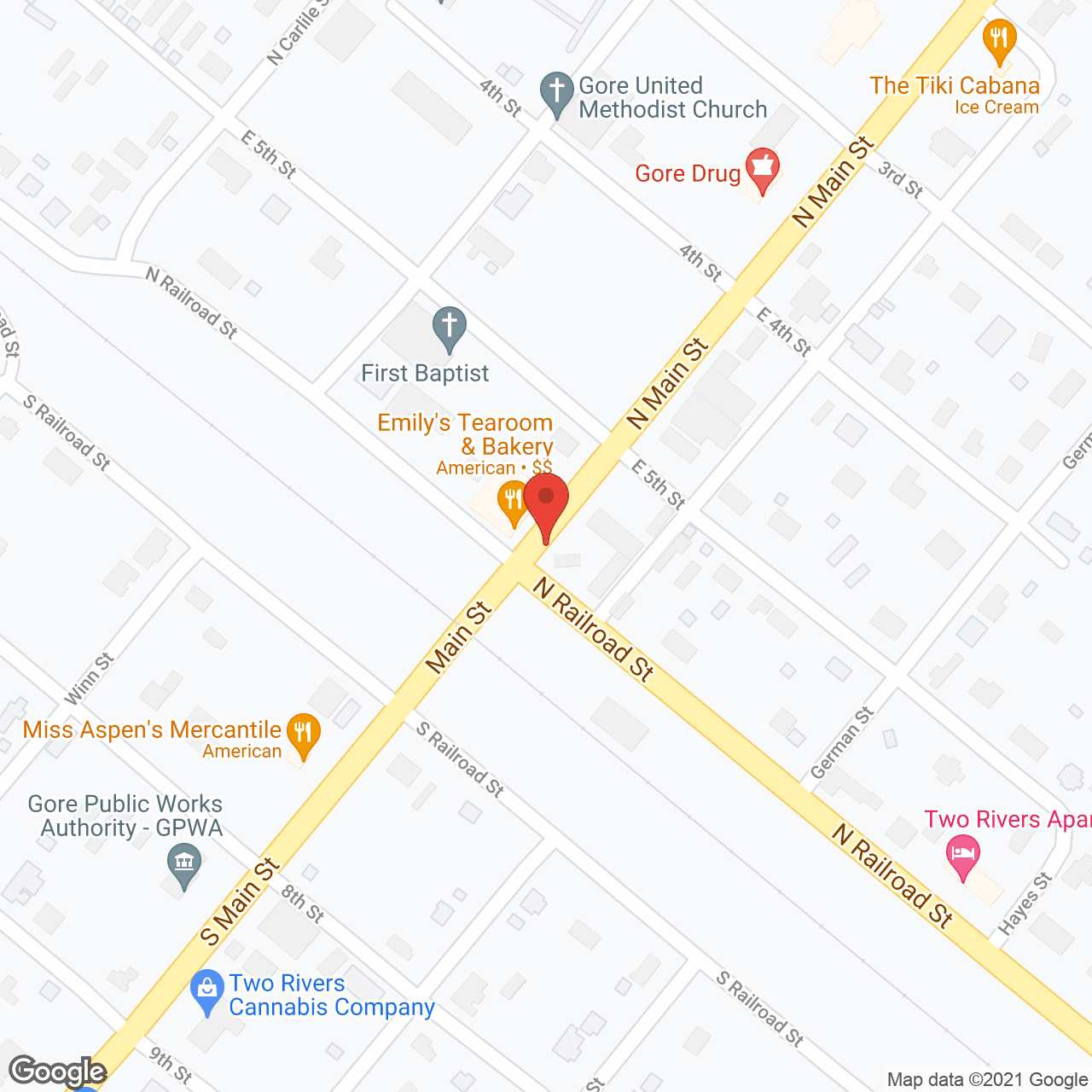 Map of the neighborhood around Community Health Care of Gore