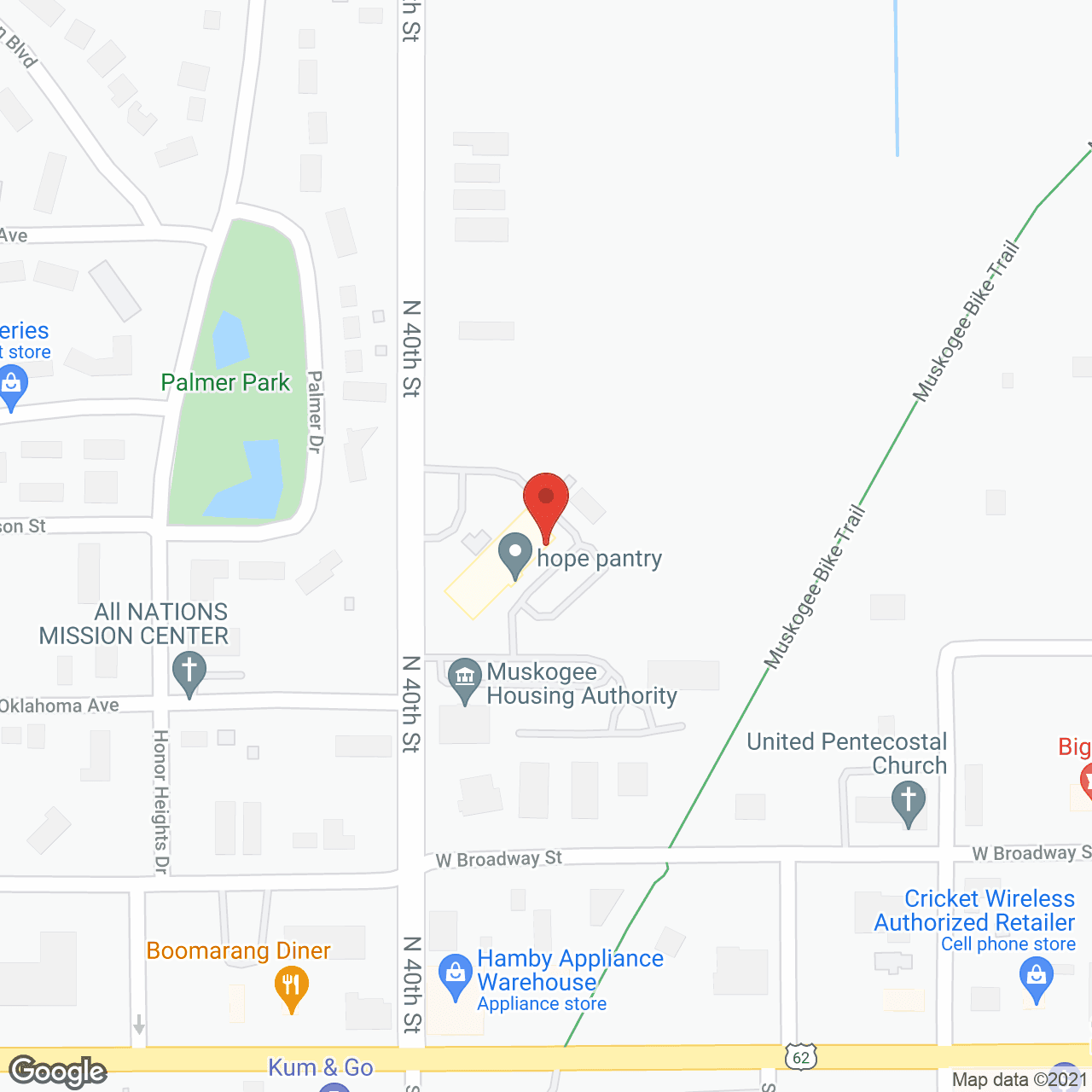 Map of the neighborhood around Honor Heights Towers