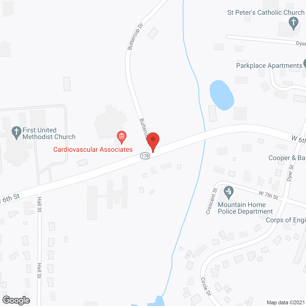 Map of the neighborhood around Baxter Retirement Village