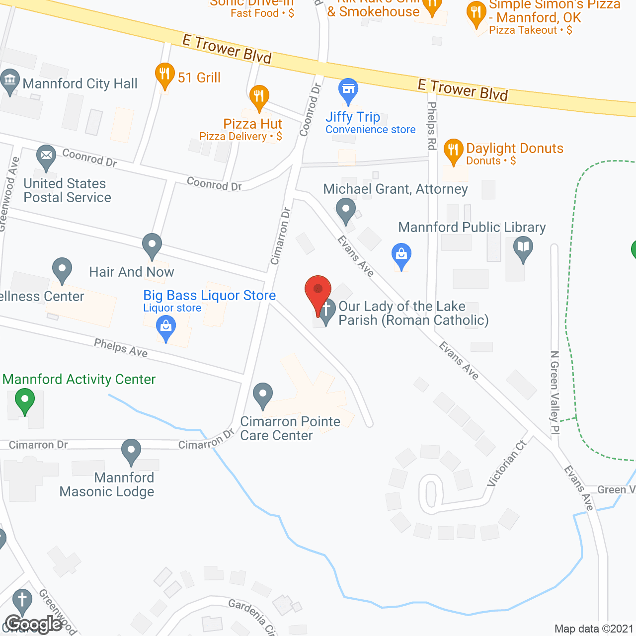 Map of the neighborhood around Cimarron Pointe Care Center