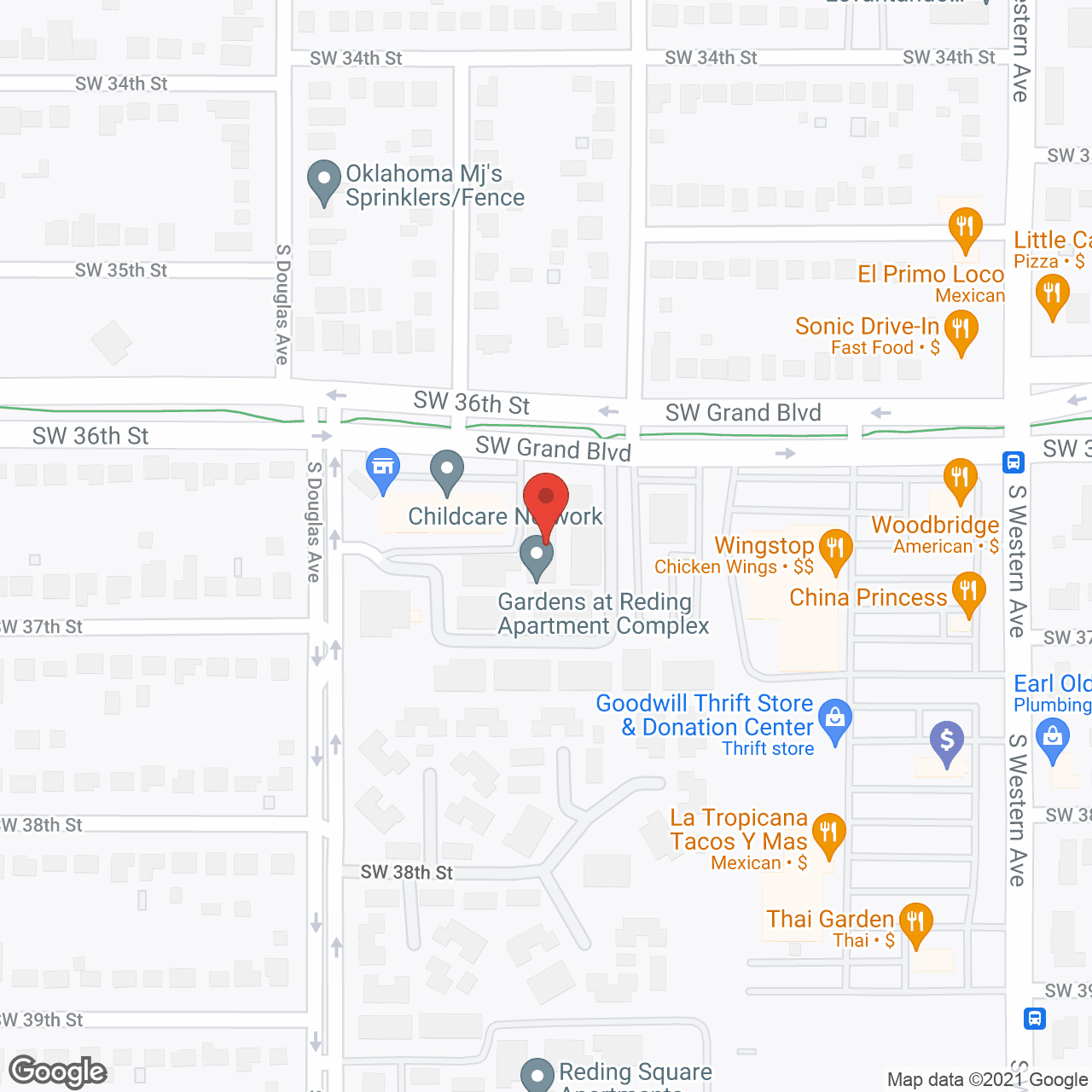 Map of the neighborhood around Gardens At Reding Apts