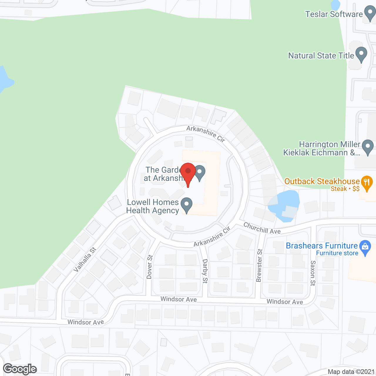 Map of the neighborhood around The Gardens at Arkanshire Senior Living
