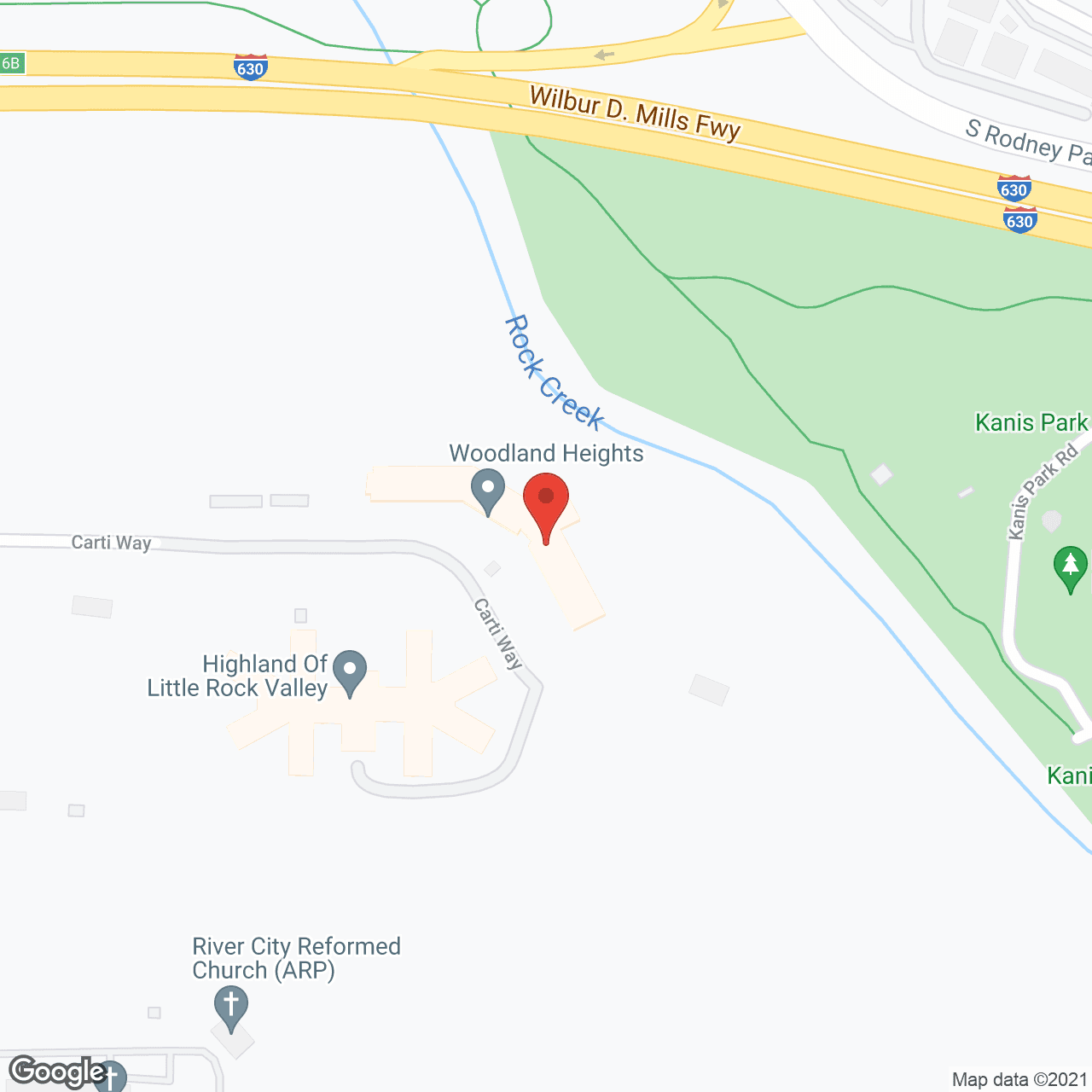 Map of the neighborhood around Woodland Heights