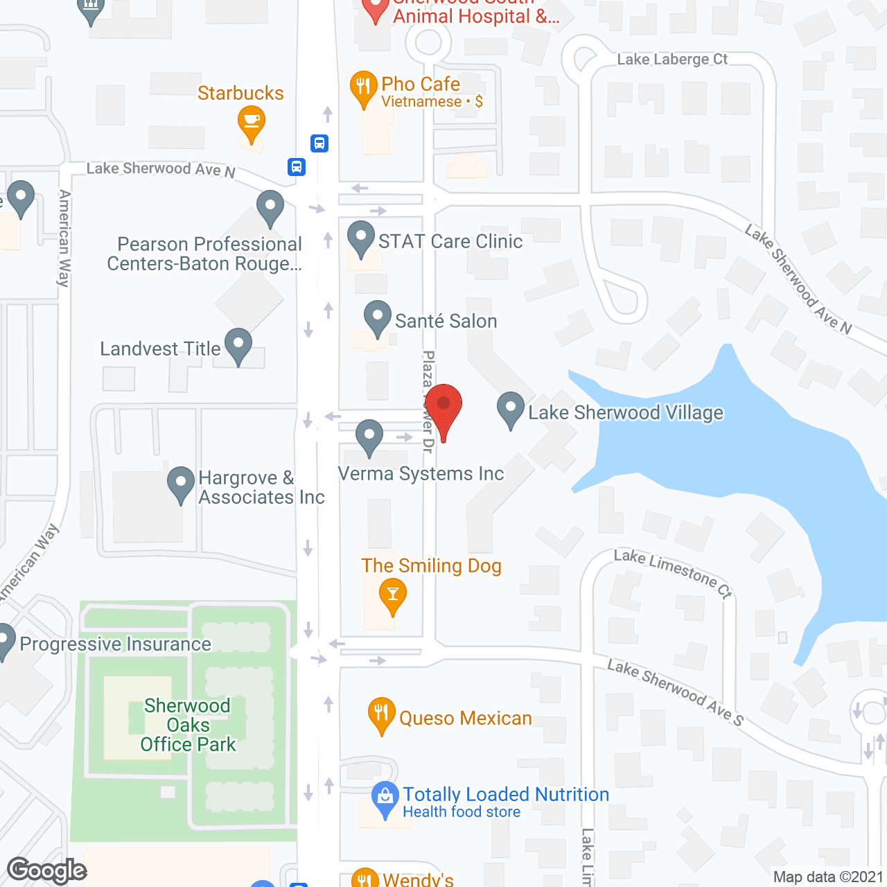 Map of the neighborhood around Lake Sherwood Village Retirement Community