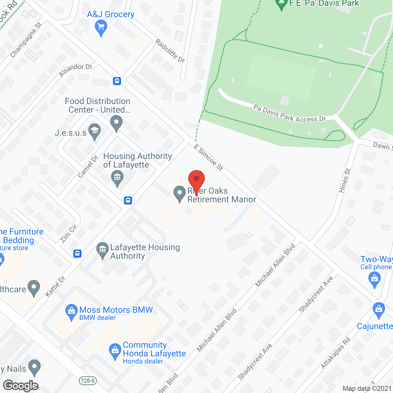 Map of the neighborhood around River Oaks Retirement Manor