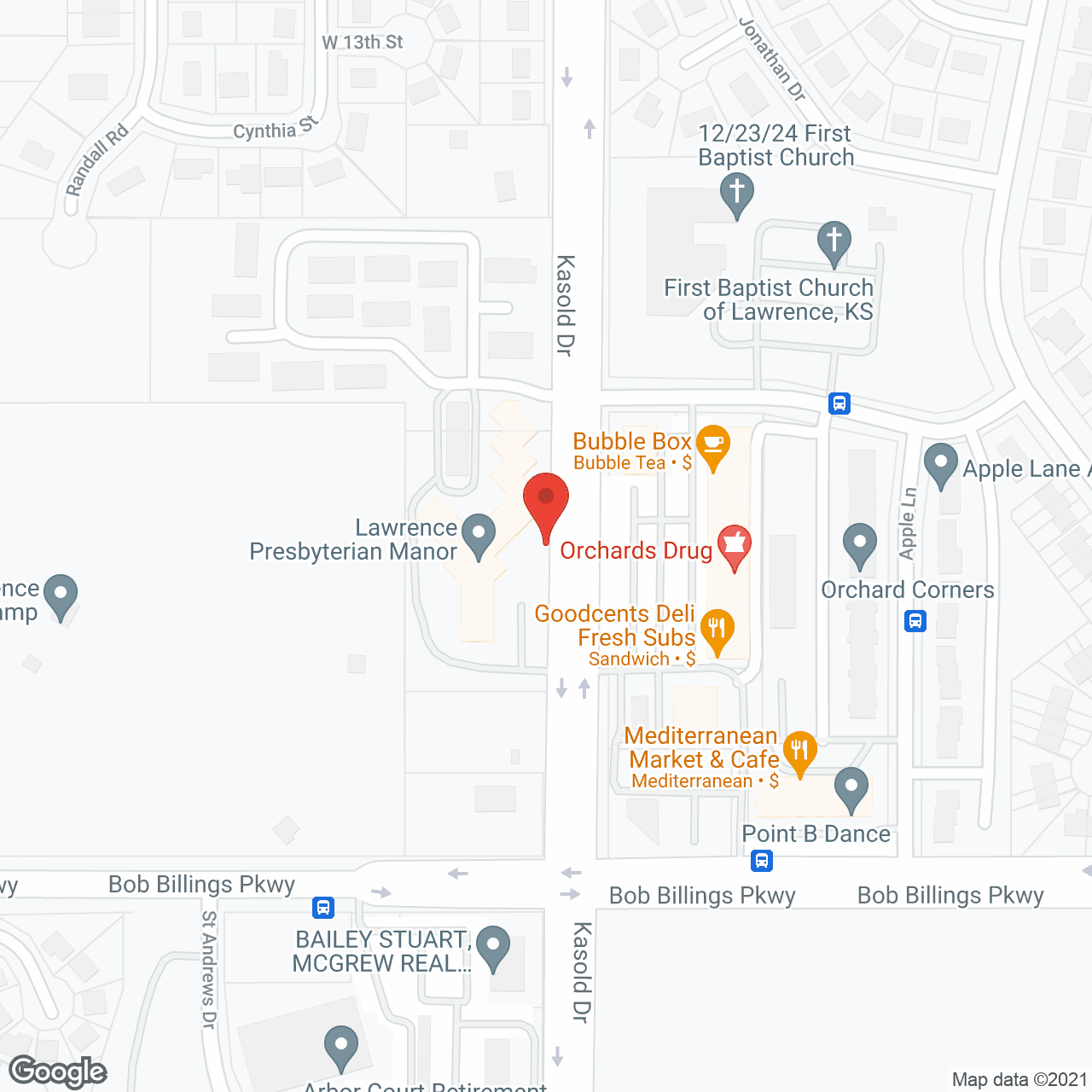 Map of the neighborhood around Lawrence Presbyterian Manor