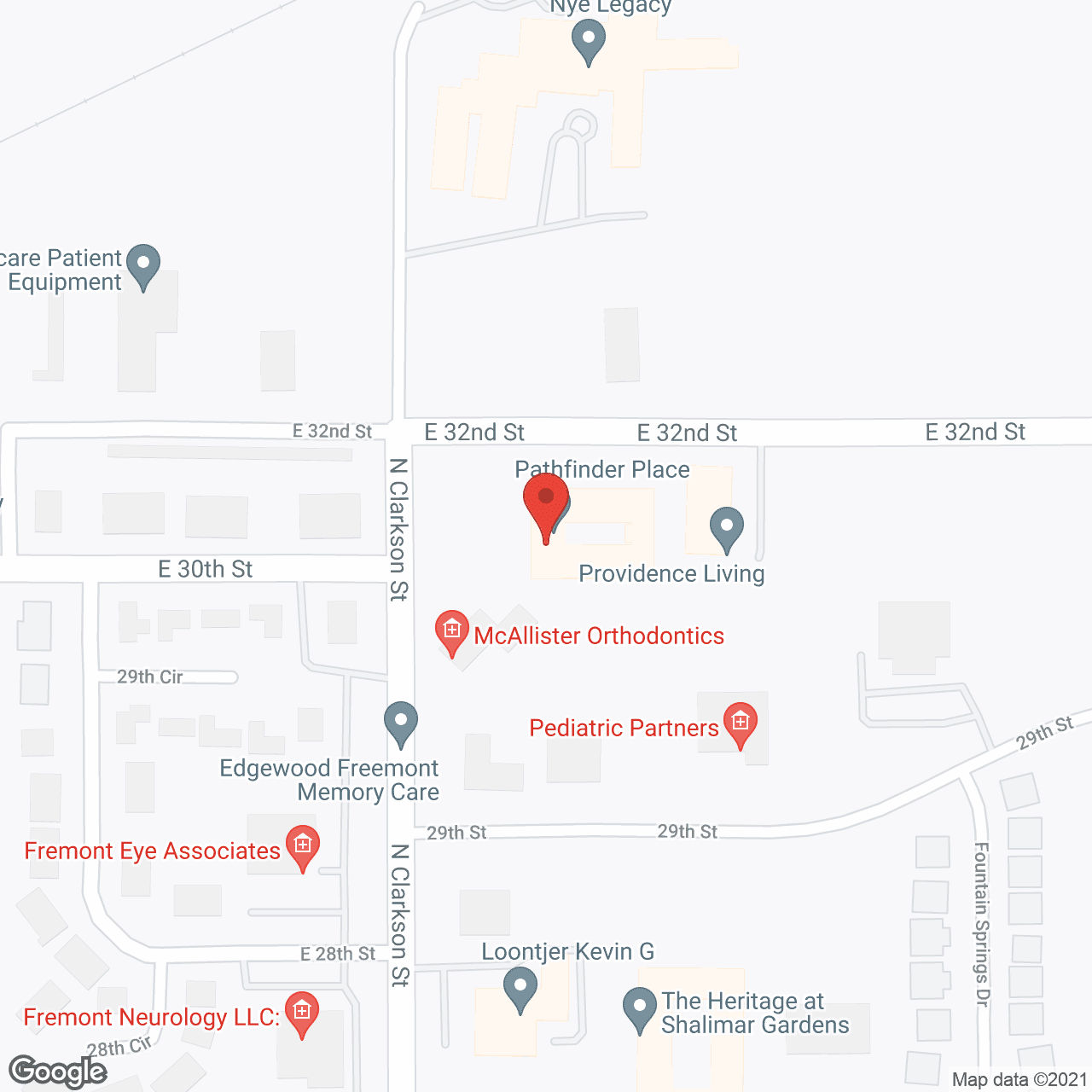 Map of the neighborhood around Pathfinder Senior Living