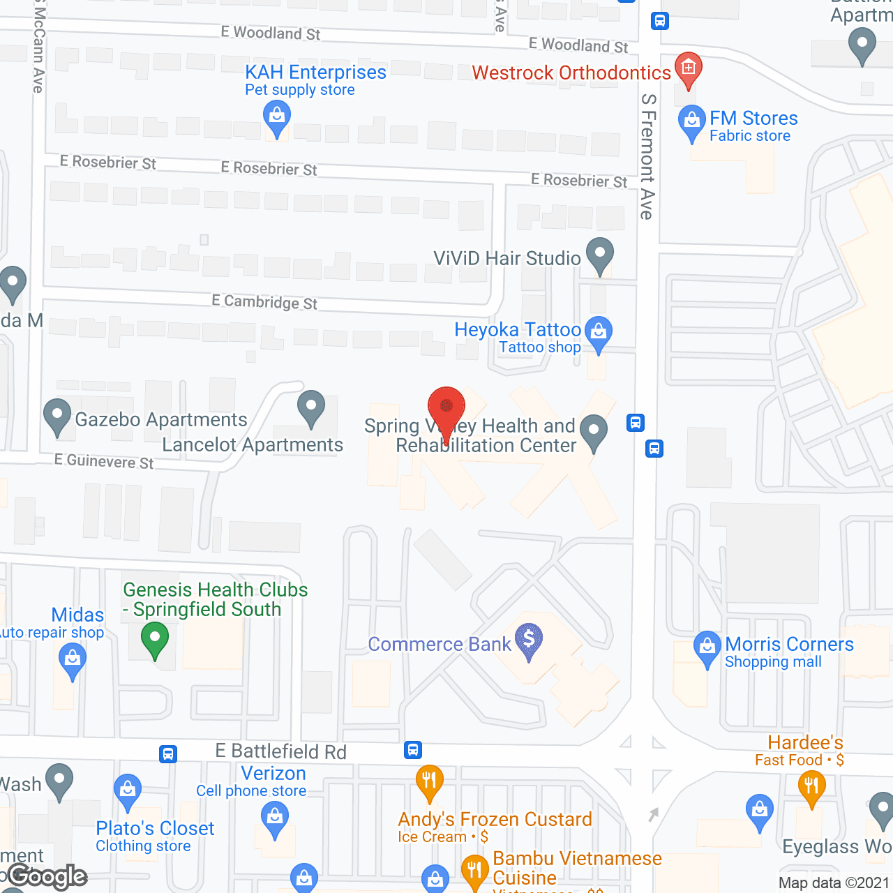 Map of the neighborhood around Spring Valley Assisted Living