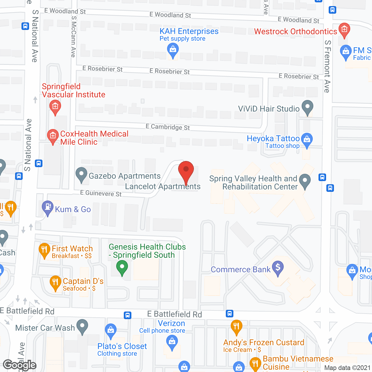 Map of the neighborhood around Lancelot Apartments