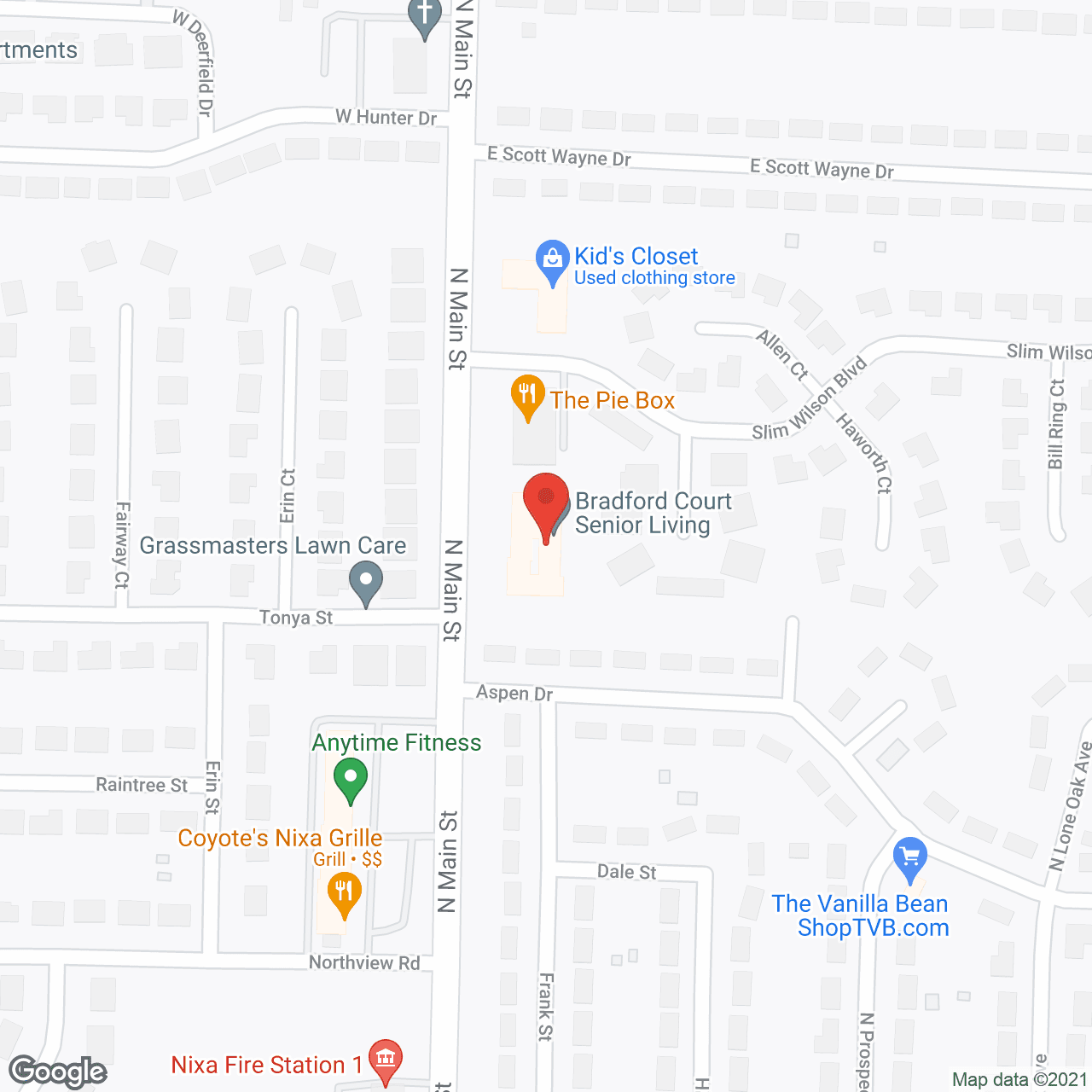 Map of the neighborhood around Bradford Court