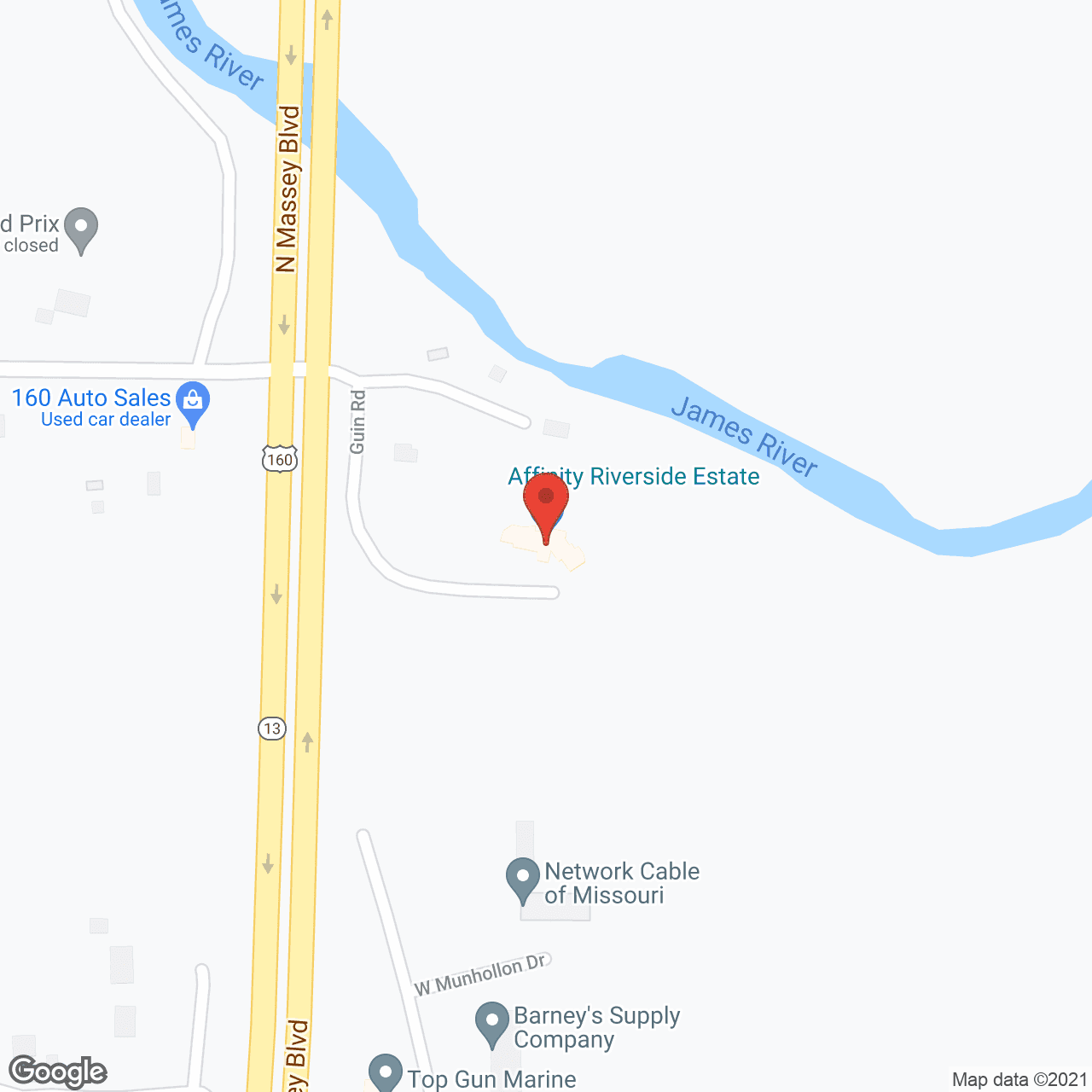 Map of the neighborhood around James River Lodge Inc