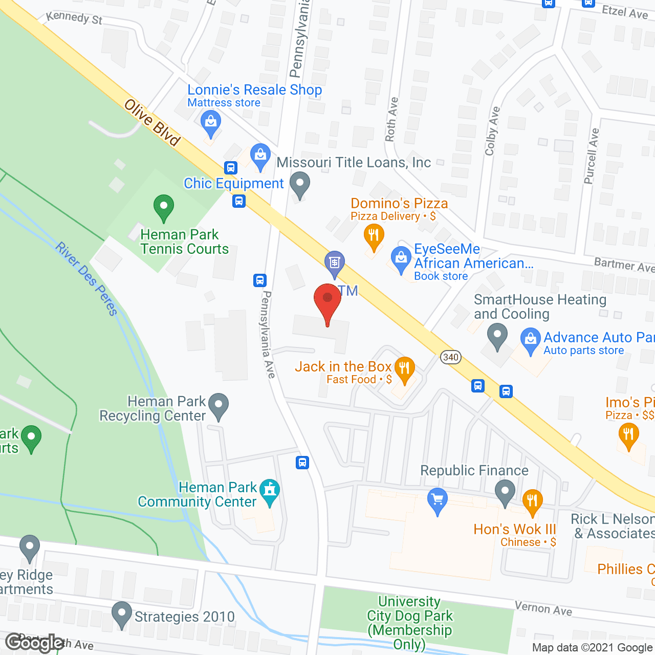 Map of the neighborhood around Oasis-Pennsylvania RCF