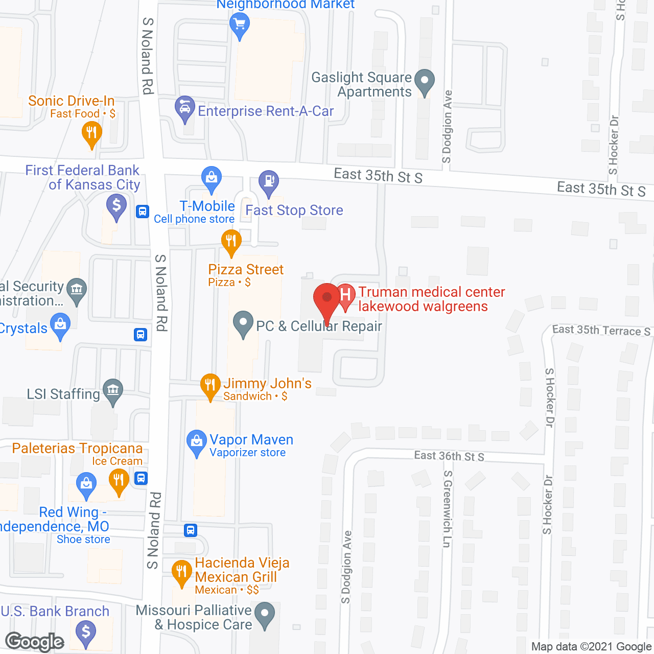 Map of the neighborhood around Olde Oak Tree Apartments