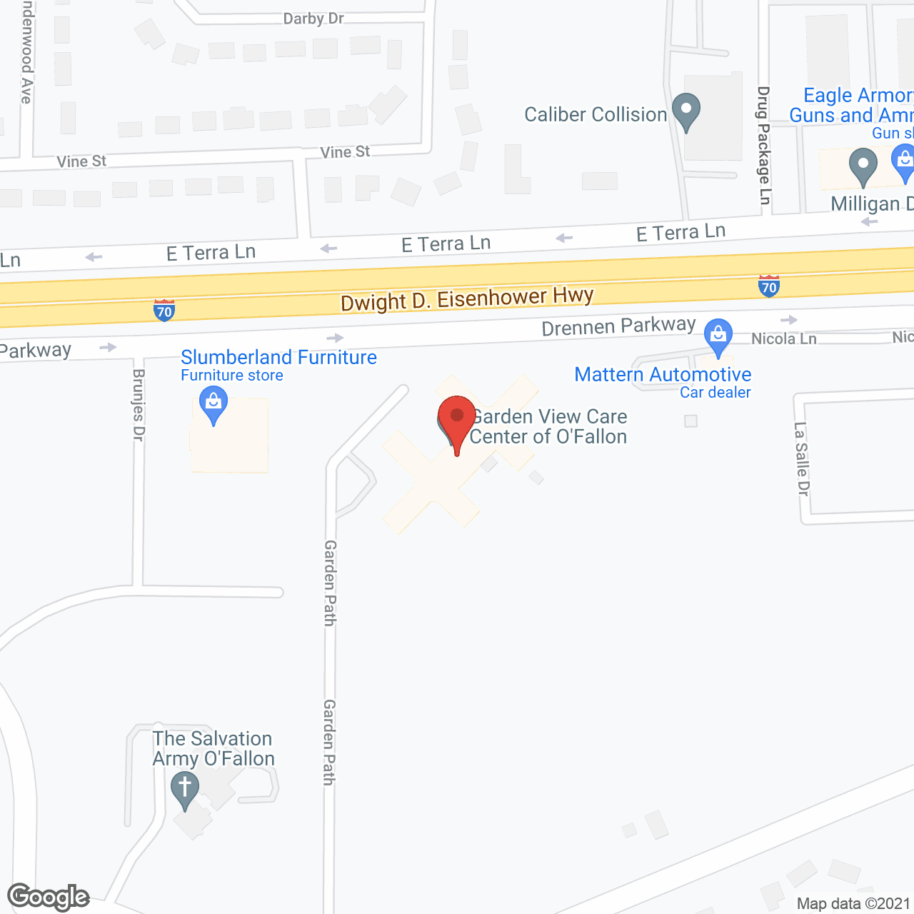 Map of the neighborhood around Garden View Care Center of O'Fallon