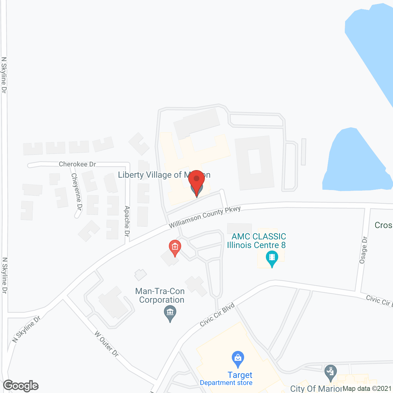 Map of the neighborhood around Hawthorne Inn of Parkway