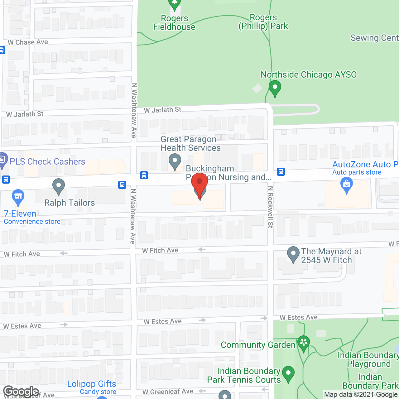 Map of the neighborhood around Buckingham Pavilion Nursing