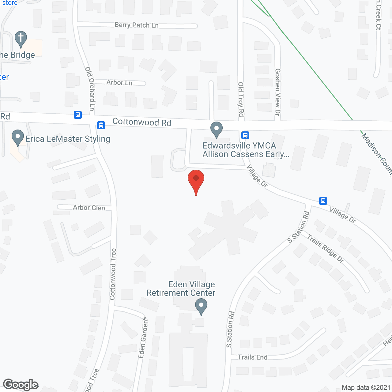 Map of the neighborhood around Eden Retirement Center