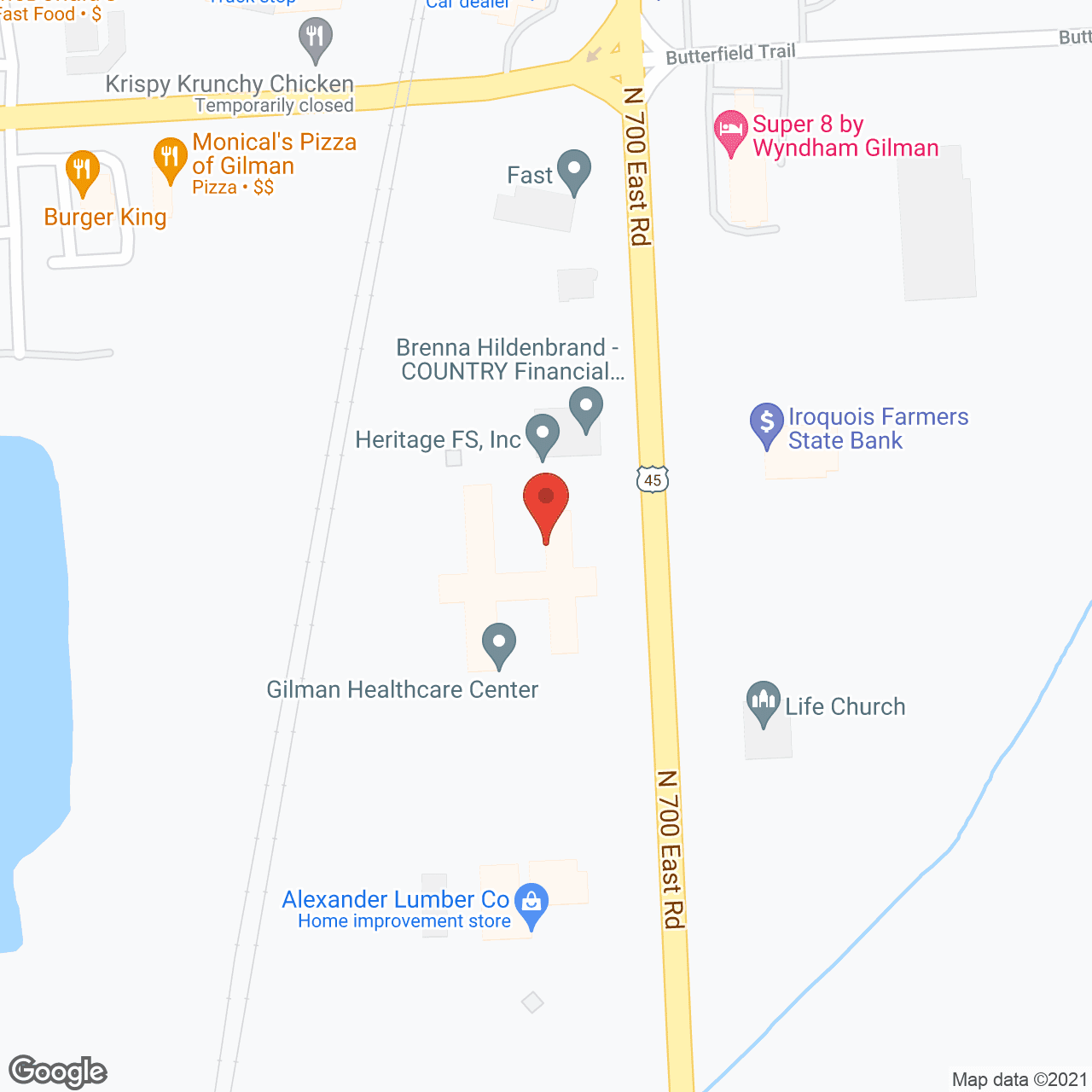 Map of the neighborhood around Gilman Nursing Pavilion