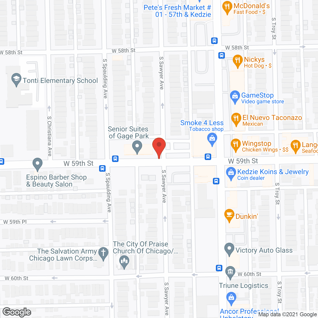 Map of the neighborhood around Senior Suites Gage Park
