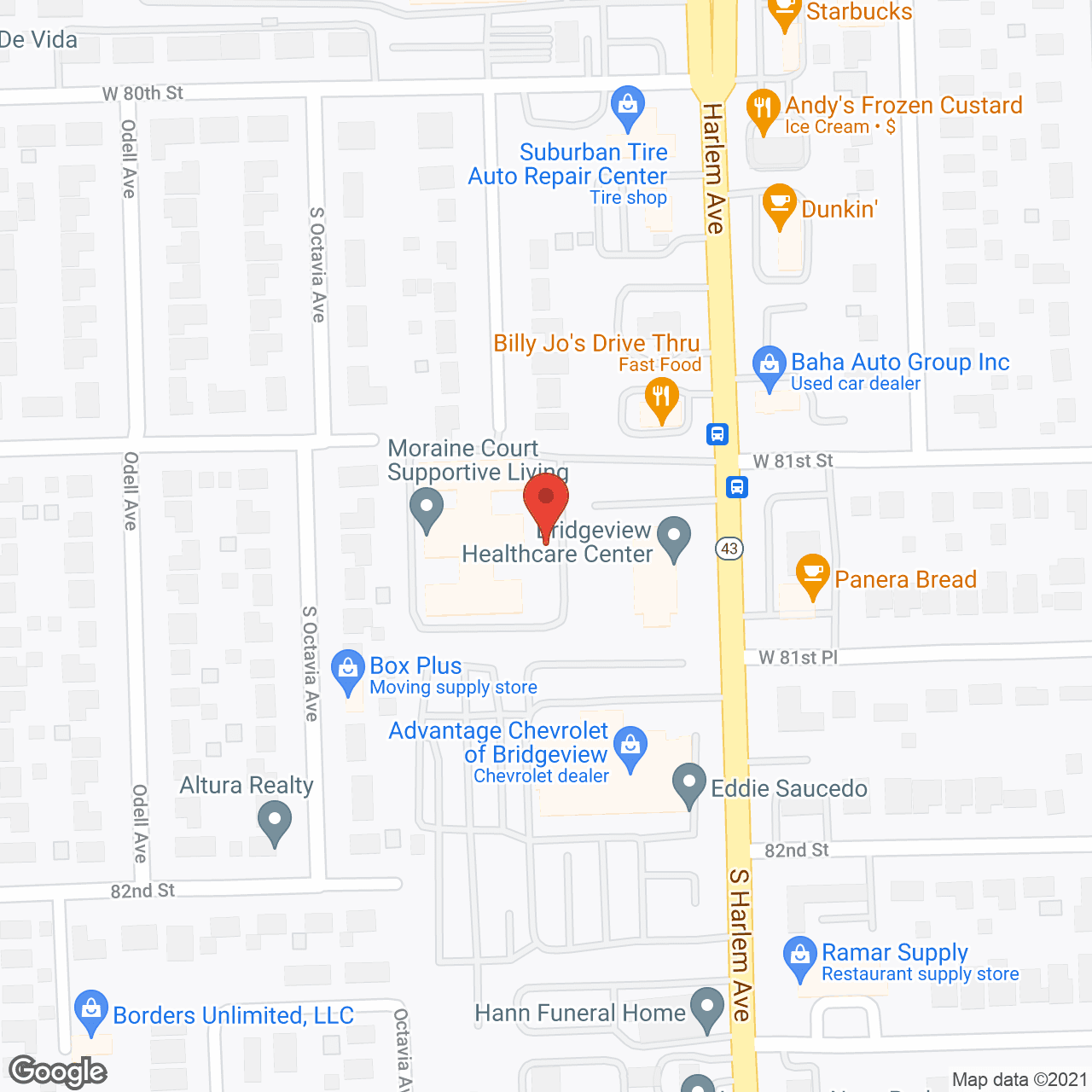 Map of the neighborhood around Moraine Court
