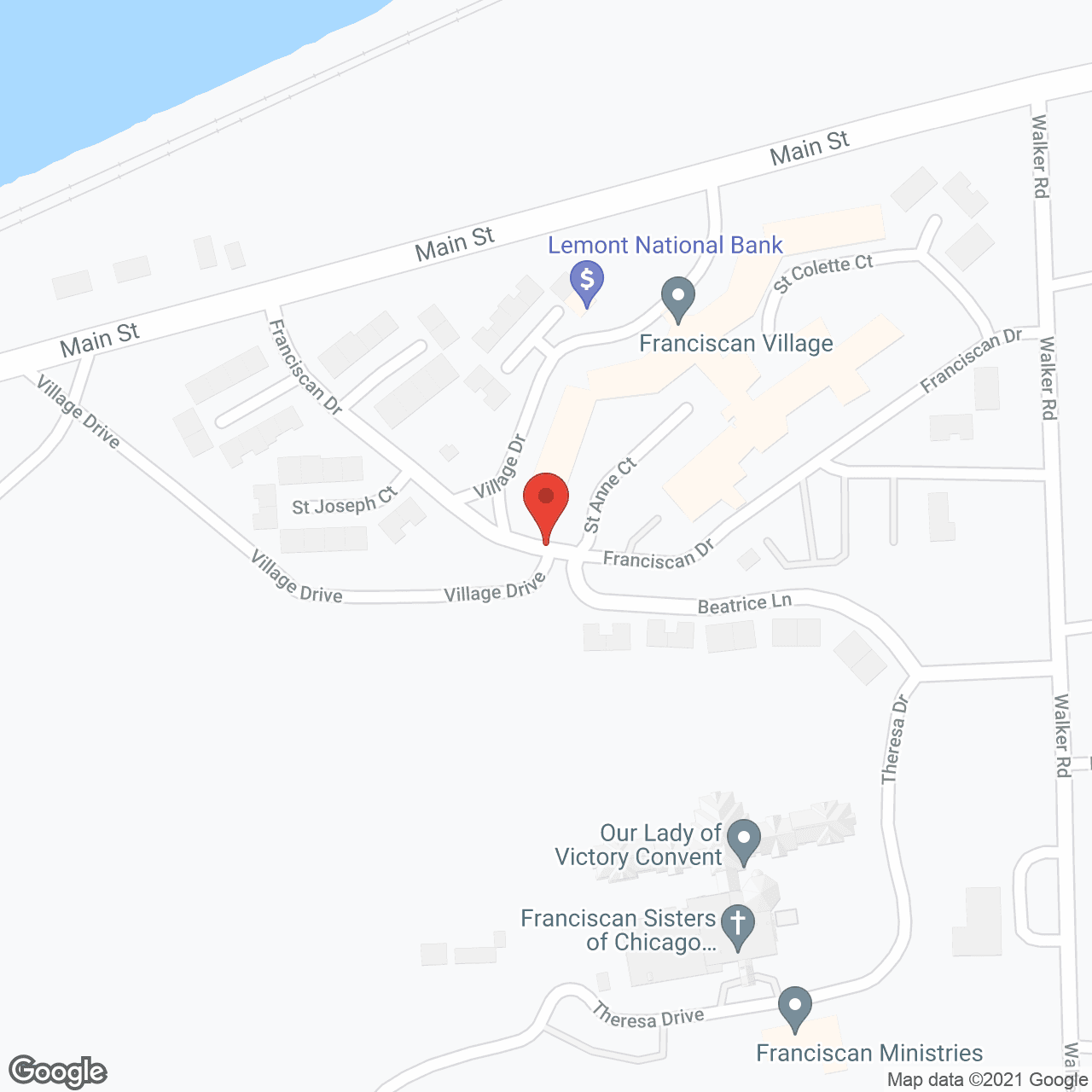Map of the neighborhood around Franciscan Village