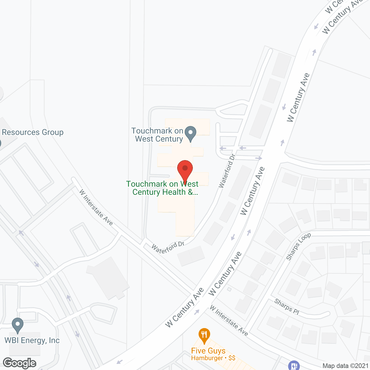 Map of the neighborhood around Touchmark on West Century
