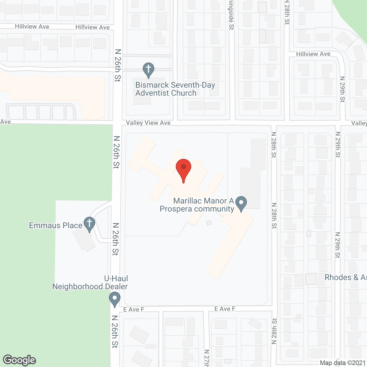 Map of the neighborhood around St Vincent's Care Ctr