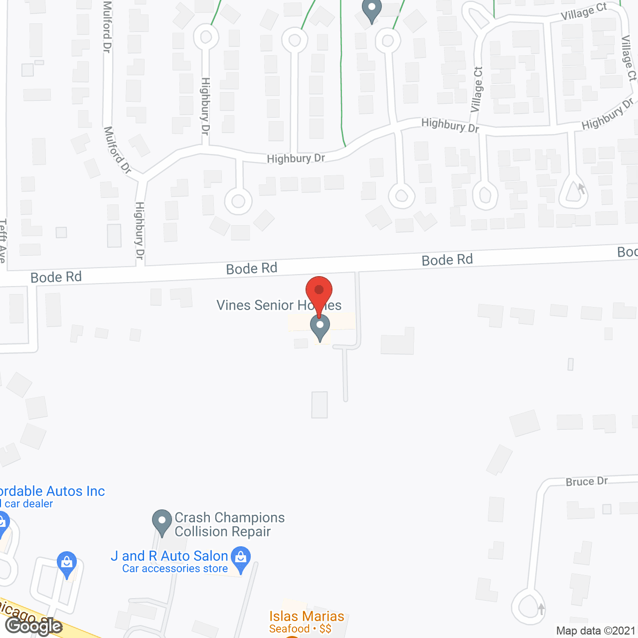 Map of the neighborhood around Vines Senior Home