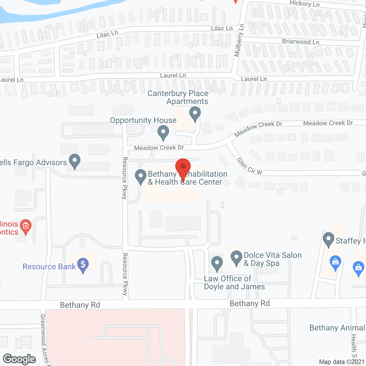 Map of the neighborhood around Bethany Healthcare and Rehab Center