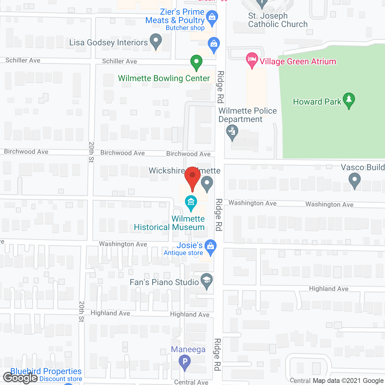 Map of the neighborhood around Wickshire Wilmette