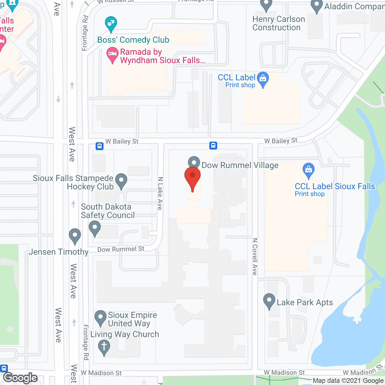 Map of the neighborhood around Dow Rummel Village