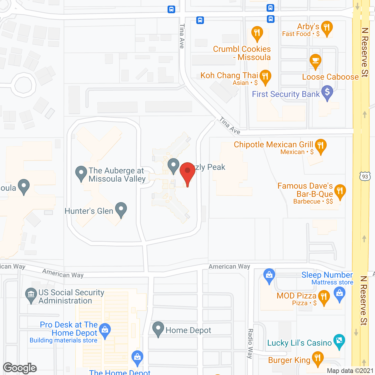 Map of the neighborhood around Holiday Grizzly Peak