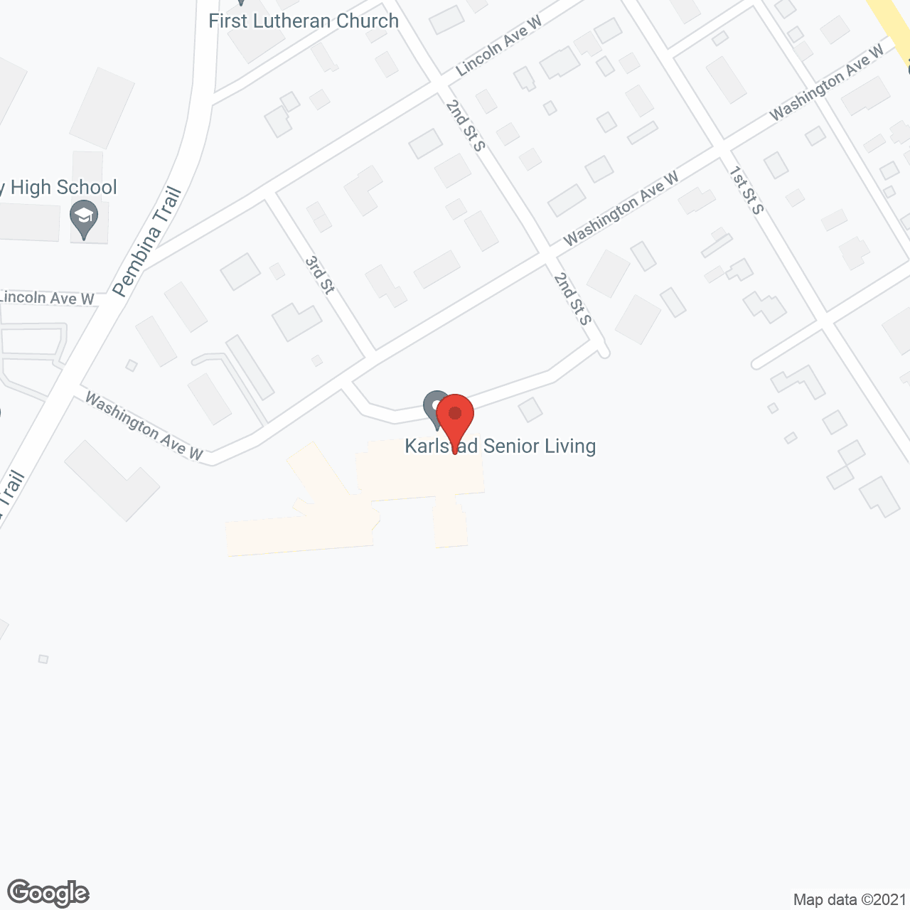 Map of the neighborhood around Karlstad Memorial Nursing Ctr
