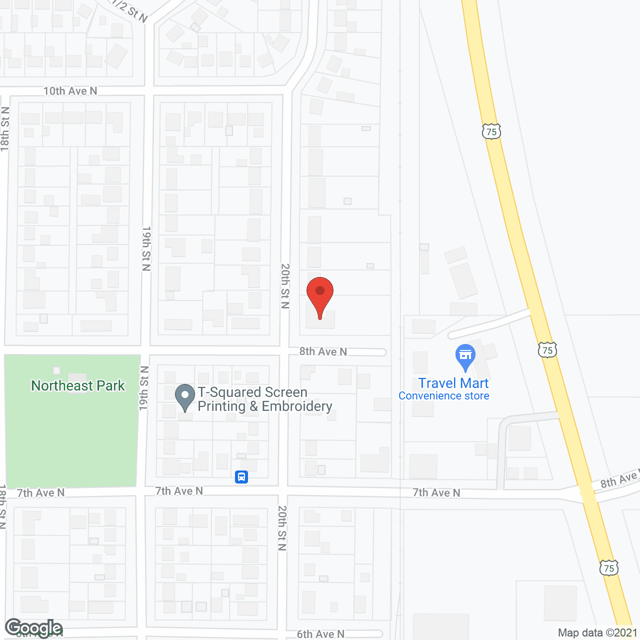 Map of the neighborhood around Young's Northside Retirement
