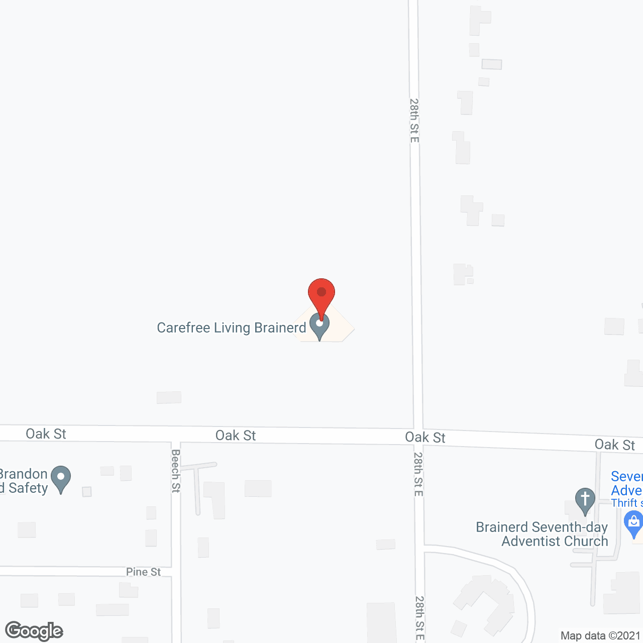 Map of the neighborhood around Brainerd Carefree Living