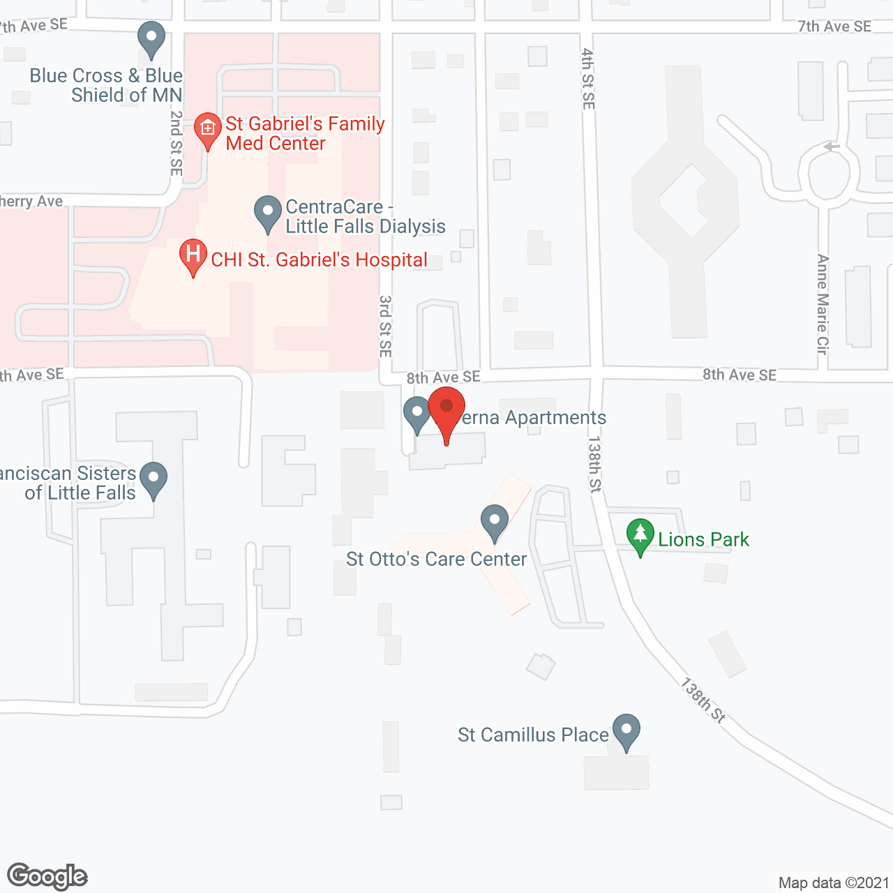 Map of the neighborhood around Alverna Apartments