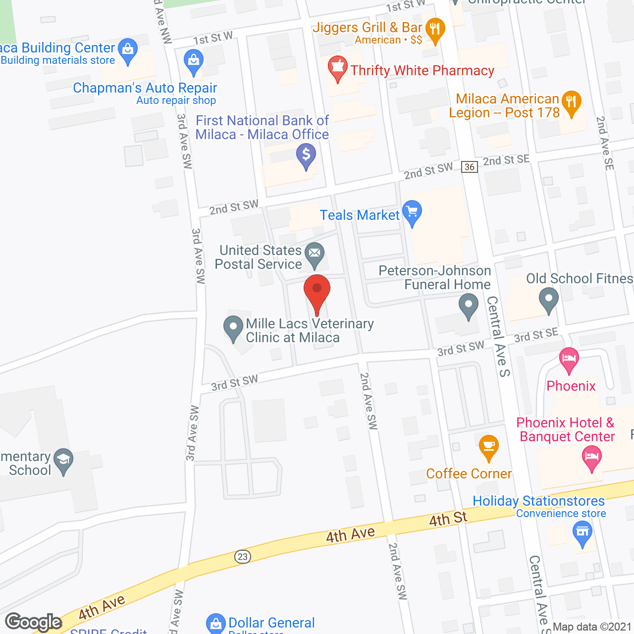 Map of the neighborhood around Milaca Park Apartments