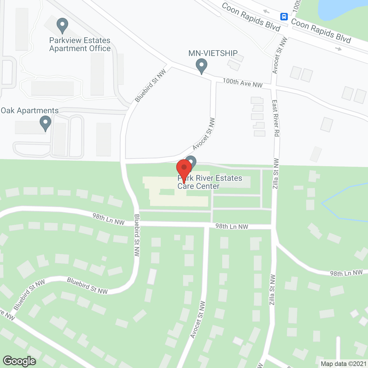 Map of the neighborhood around Park River Estates Care Ctr