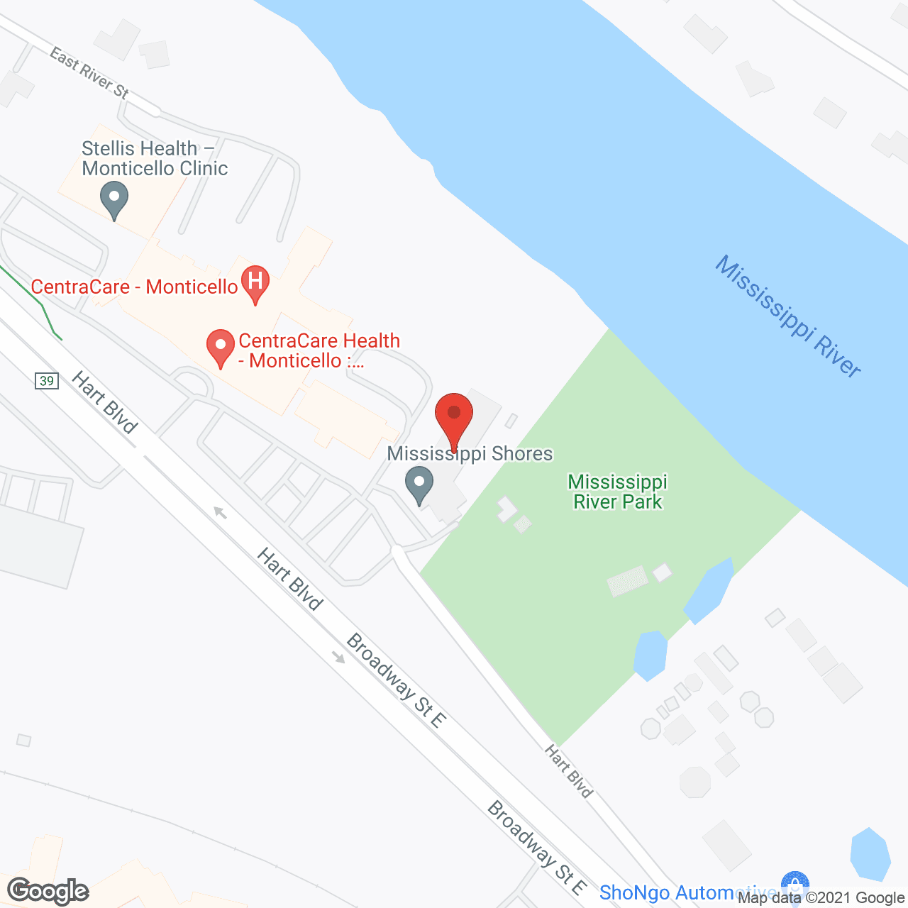 Map of the neighborhood around Mississippi Shores