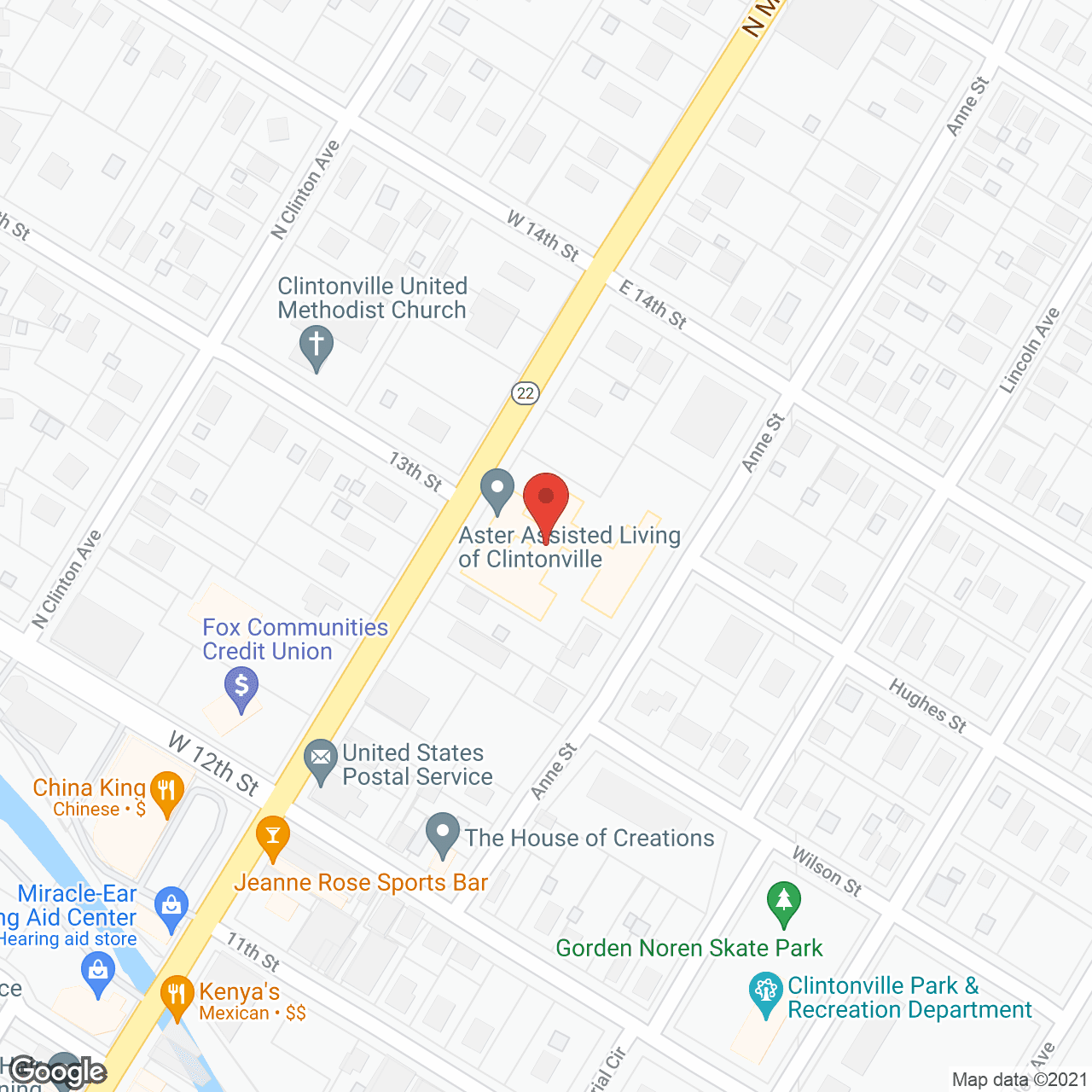 Map of the neighborhood around Aster Retirement Community of Clintonville