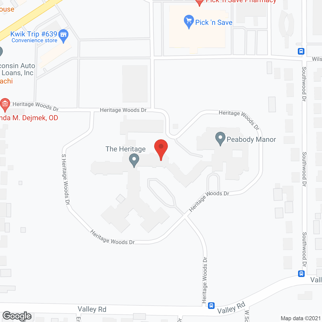 Map of the neighborhood around Heritage Assisted Living