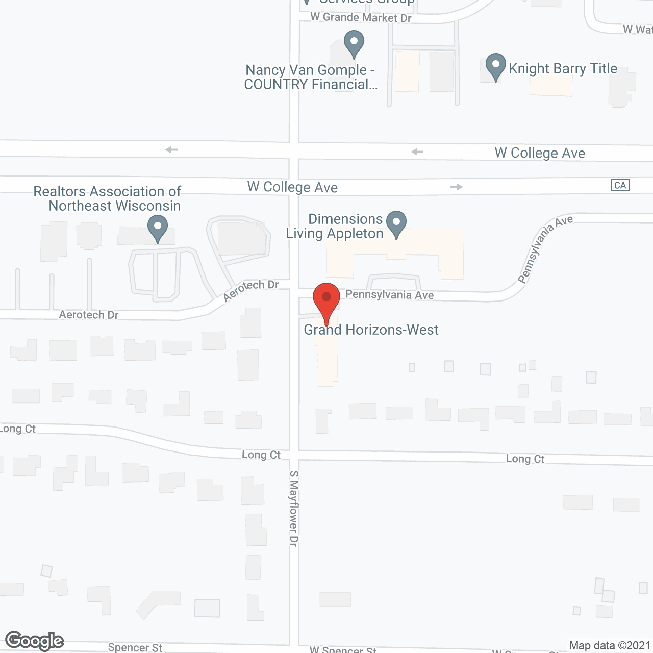 Map of the neighborhood around Grand Horizons West